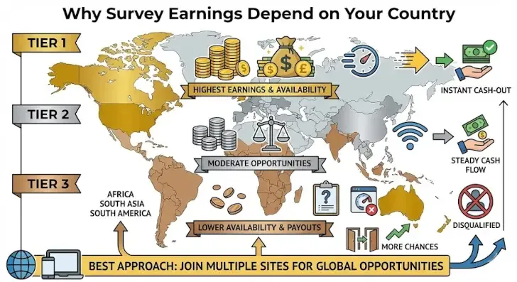survey earning depend country